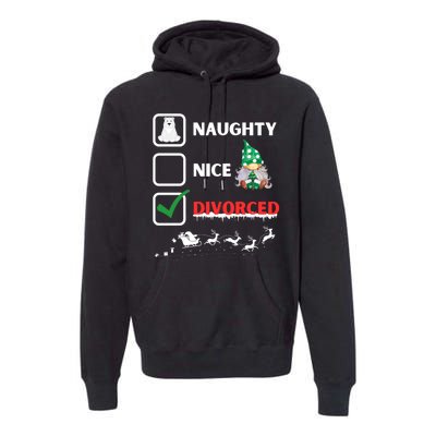 Naughty Nice List Funny Christmas Santa Gnome Premium Hoodie