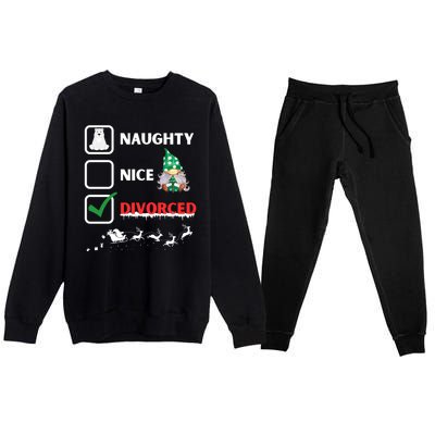 Naughty Nice List Funny Christmas Santa Gnome Premium Crewneck Sweatsuit Set