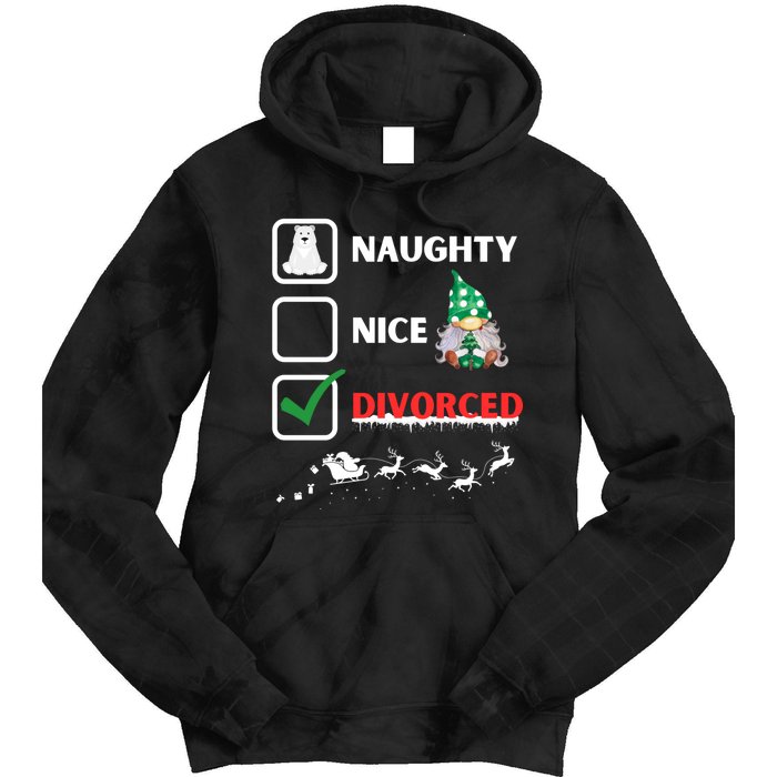 Naughty Nice List Funny Christmas Santa Gnome Tie Dye Hoodie