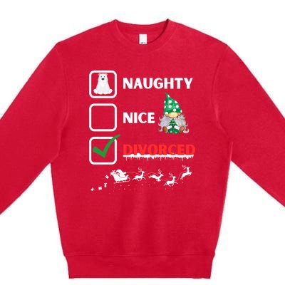 Naughty Nice List Funny Christmas Santa Gnome Premium Crewneck Sweatshirt