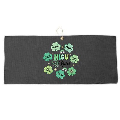 Nicu Nurse Lucky Shamrock Rainbow Happy St Patricks Day Cool Gift Large Microfiber Waffle Golf Towel