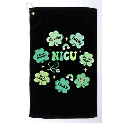 Nicu Nurse Lucky Shamrock Rainbow Happy St Patricks Day Cool Gift Platinum Collection Golf Towel