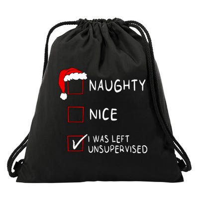 Naughty Nice List Was Left Unsupervised Christmas Drawstring Bag
