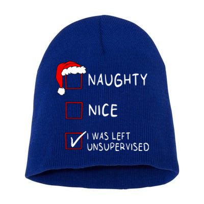 Naughty Nice List What Was The Question Christmas Short Acrylic Beanie