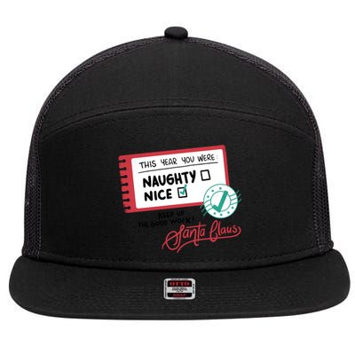 Naughty Nice List Santa 7 Panel Mesh Trucker Snapback Hat