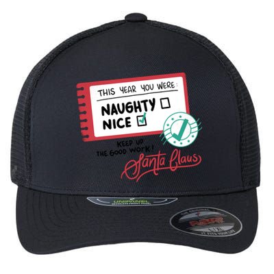 Naughty Nice List Santa Flexfit Unipanel Trucker Cap