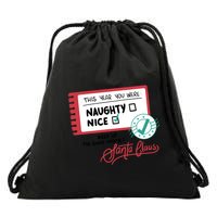 Naughty Nice List Santa Drawstring Bag