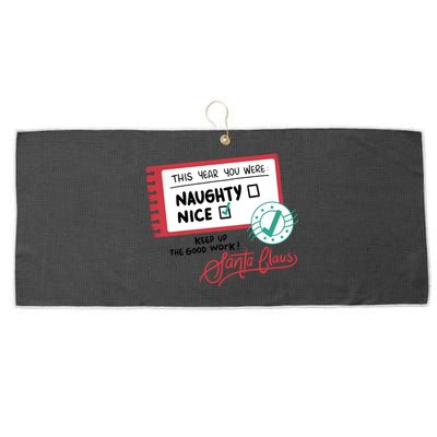 Naughty Nice List Santa Large Microfiber Waffle Golf Towel