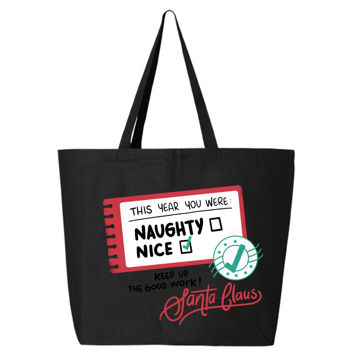 Naughty Nice List Santa 25L Jumbo Tote