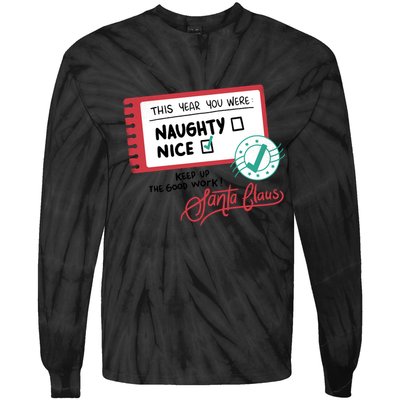 Naughty Nice List Santa Tie-Dye Long Sleeve Shirt