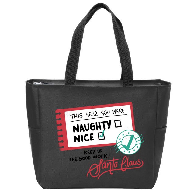 Naughty Nice List Santa Zip Tote Bag