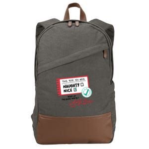 Naughty Nice List Santa Cotton Canvas Backpack