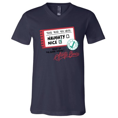 Naughty Nice List Santa V-Neck T-Shirt