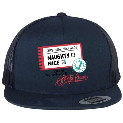 Naughty Nice List Santa Flat Bill Trucker Hat