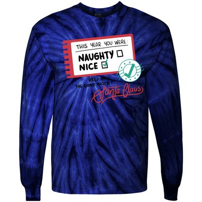 Naughty Nice List Santa Tie-Dye Long Sleeve Shirt