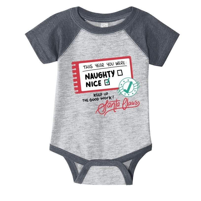 Naughty Nice List Santa Infant Baby Jersey Bodysuit