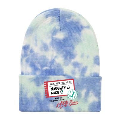 Naughty Nice List Santa Tie Dye 12in Knit Beanie