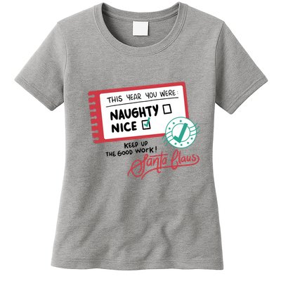 Naughty Nice List Santa Womens T-Shirt