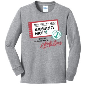 Naughty Nice List Santa Kids Long Sleeve Shirt