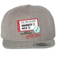 Naughty Nice List Santa Wool Snapback Cap