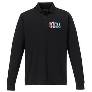 NICU Nurse L&D Neonatal Medical Groovy Performance Long Sleeve Polo