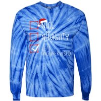 Nice Naughty Left Unsupervised Christmas List Santa Claus Cute Gift Tie-Dye Long Sleeve Shirt