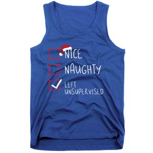 Nice Naughty Left Unsupervised Christmas List Santa Claus Cute Gift Tank Top