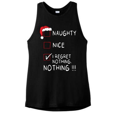 Naughty Nice List I Regret Nothing Xmas Women Christmas Ladies PosiCharge Tri-Blend Wicking Tank