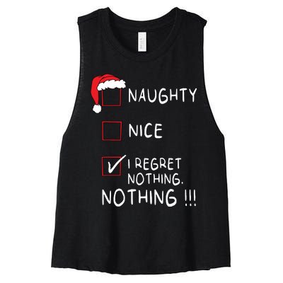 Naughty Nice List I Regret Nothing Xmas Women Christmas Women's Racerback Cropped Tank