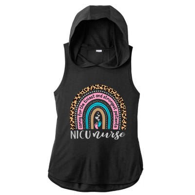 NICU Nurse Leopard Rainbow Neonatal ICU Nurse Practitioner Ladies PosiCharge Tri-Blend Wicking Draft Hoodie Tank