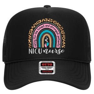 NICU Nurse Leopard Rainbow Neonatal ICU Nurse Practitioner High Crown Mesh Back Trucker Hat