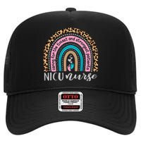 NICU Nurse Leopard Rainbow Neonatal ICU Nurse Practitioner High Crown Mesh Back Trucker Hat