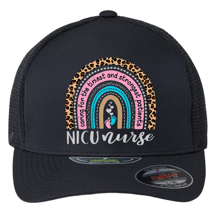 NICU Nurse Leopard Rainbow Neonatal ICU Nurse Practitioner Flexfit Unipanel Trucker Cap