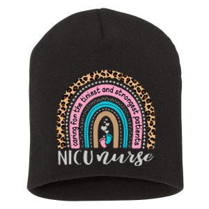 NICU Nurse Leopard Rainbow Neonatal ICU Nurse Practitioner Short Acrylic Beanie