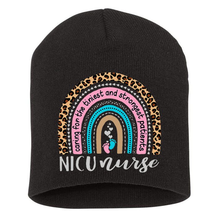 NICU Nurse Leopard Rainbow Neonatal ICU Nurse Practitioner Short Acrylic Beanie