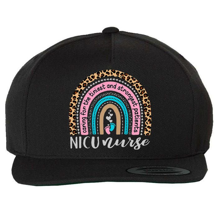 NICU Nurse Leopard Rainbow Neonatal ICU Nurse Practitioner Wool Snapback Cap