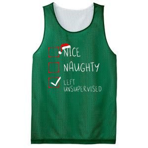 Nice Naughty Left Unsupervised Christmas List Santa Claus Mesh Reversible Basketball Jersey Tank