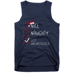 Nice Naughty Left Unsupervised Christmas List Santa Claus Tank Top