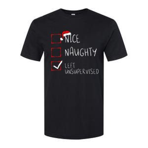 Nice Naughty Left Unsupervised Christmas List Santa Claus Softstyle CVC T-Shirt