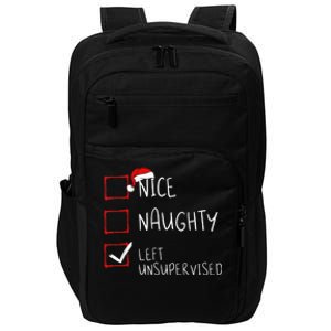 Nice Naughty Left Unsupervised Christmas List Santa Claus Impact Tech Backpack