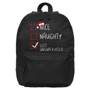 Nice Naughty Left Unsupervised Christmas List Santa Claus 16 in Basic Backpack