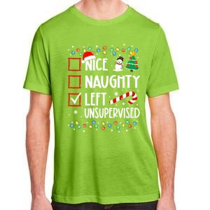 Nice Naughty Left Unsupervised Christmas List Holiday Xmas Gift Adult ChromaSoft Performance T-Shirt