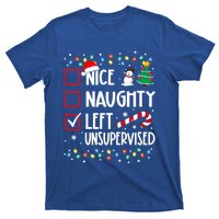 Nice Naughty Left Unsupervised Christmas List Holiday Xmas Gift T-Shirt