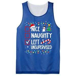 Nice Naughty Left Unsupervised Christmas List Holiday Xmas Gift Mesh Reversible Basketball Jersey Tank