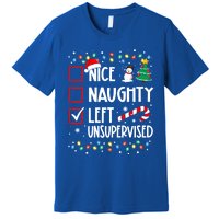 Nice Naughty Left Unsupervised Christmas List Holiday Xmas Gift Premium T-Shirt