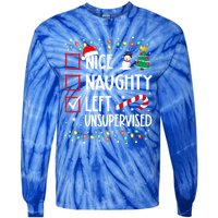 Nice Naughty Left Unsupervised Christmas List Holiday Xmas Gift Tie-Dye Long Sleeve Shirt