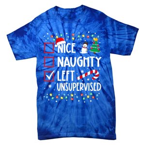 Nice Naughty Left Unsupervised Christmas List Holiday Xmas Gift Tie-Dye T-Shirt