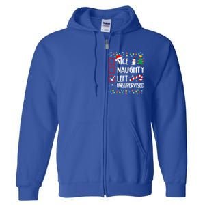 Nice Naughty Left Unsupervised Christmas List Holiday Xmas Gift Full Zip Hoodie