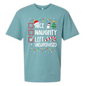 Nice Naughty Left Unsupervised Christmas List Holiday Xmas Gift Sueded Cloud Jersey T-Shirt