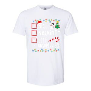 Nice Naughty Left Unsupervised Christmas List Holiday Xmas Gift Softstyle CVC T-Shirt